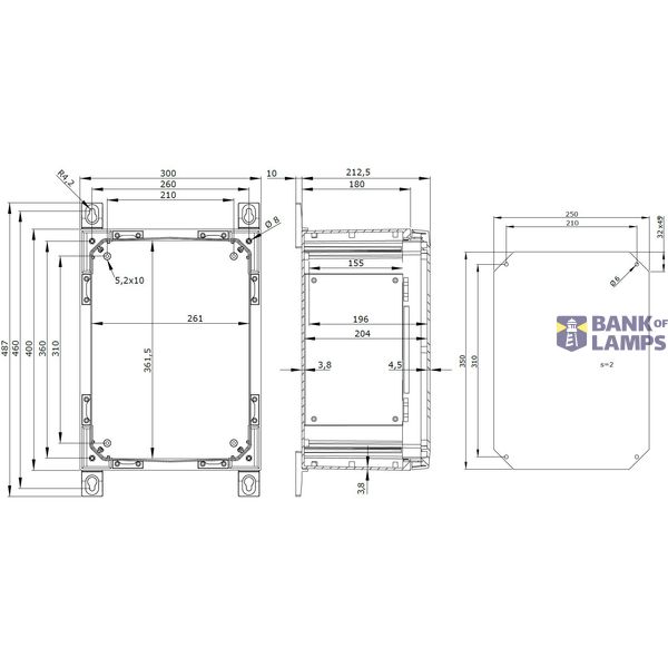 Polycarbonate enclosure, 400x300x210mm, fitted with Mounting plate image 3