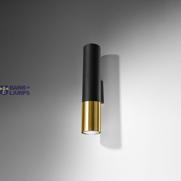 LOOPEZ WALL LAMP BLACK/GOLD GU10 2X40W IP20 image 3