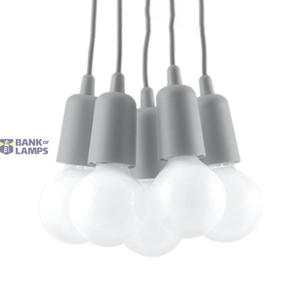 HANGING LAMP DIEGO 5 GRAY E27 5X60W IP20 image 2