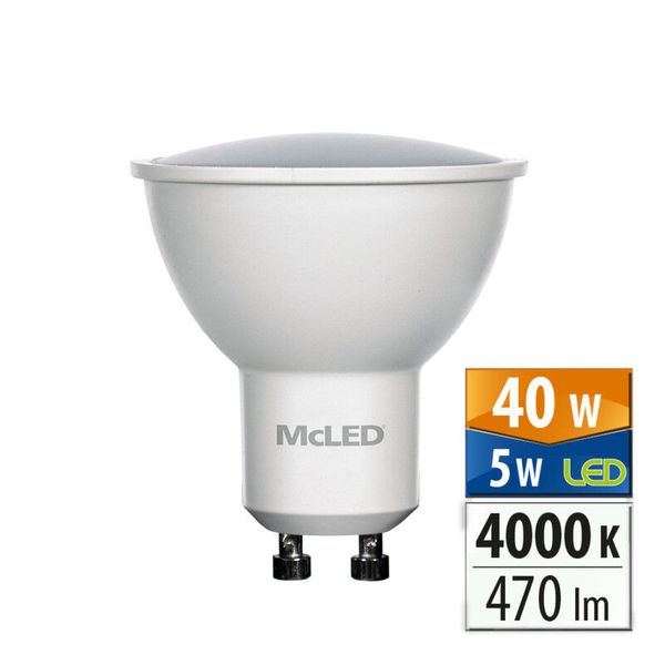 LED bulb GU10, 5W, 4000K, CRI80, vit. angle 100°, use 360° 470lm image 1