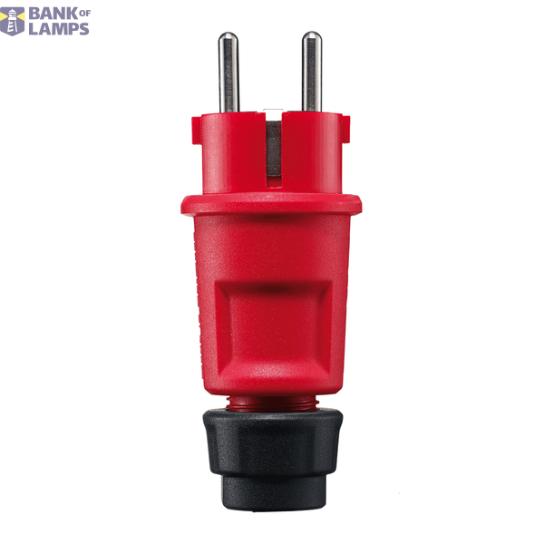 SCHUKO plug, red, Elamid high performance plastic, 2 earthing systems, IP44 image 1