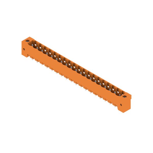 PCB plug-in connector, male header, Flange, THT solder connection, 5.08 mm, Number of poles: 19, 180°, Solder pin length (l): 3.2 mm, tinned, orange, Box image 2