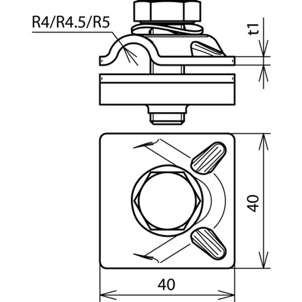 MV clamp Cu f. Rd 8mm with hexagon screw and spring washer image 2