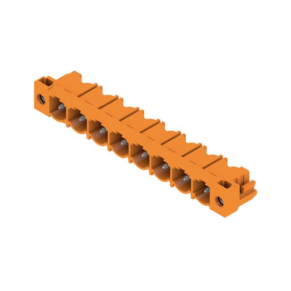 PCB plug-in connector, male header, Flange, THT solder connection, 7.62 mm, Number of poles: 8, 90°, Solder pin length (l): 3.2 mm, tinned, orange, Box image 4