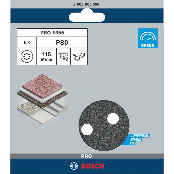 F355 sanding sheet, pack of 5 115 mm, 80 image 2