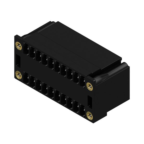 PCB plug-in connector, male header, Flange, THT solder connection, 3.81 mm, Number of poles: 20, 90°, Solder pin length (l): 3.2 mm, tinned, black, Box image 3
