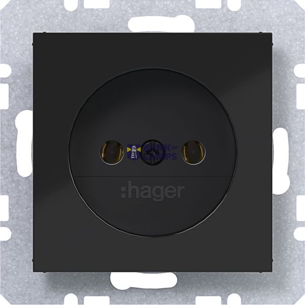 Wall socket without earth connection, A.x/C.x, glossy night black image 1
