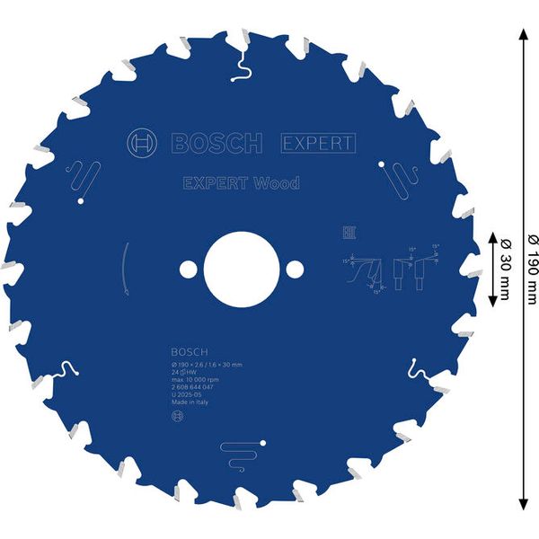Circular saw blade Expert for Wood 190 x 30 x 2,6 mm, 24 image 2