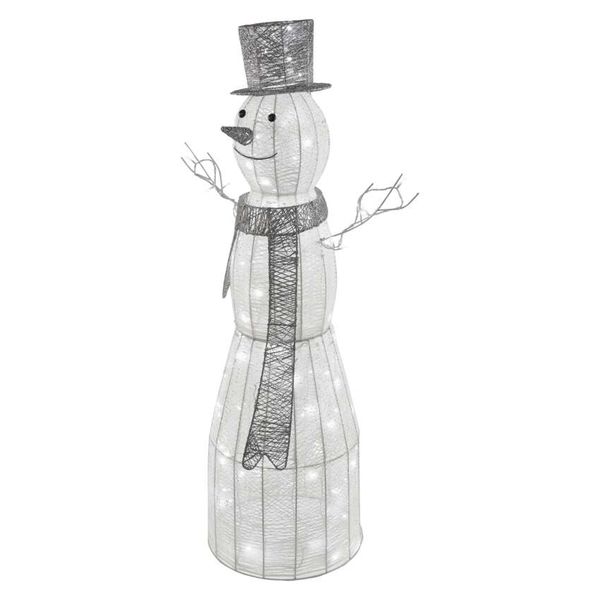LED Christmas snowman, rattan, 124 cm, indoor, cool white, timer image 1