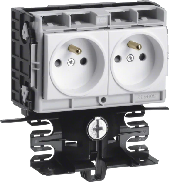Accessory socket with double socket, for SL rail, height 55 mm, white image 1