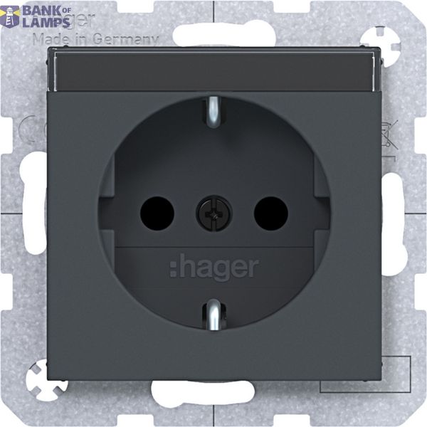 SCHUKO wall socket, text-type, Safety Plus, plug-in type, A.x/C.x anthracite image 1
