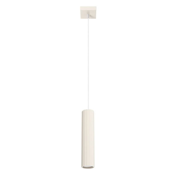 ELEGANT HANGING, SINGLE LAMP FROM THE CARBON SERIES WITH A CYLINDRICAL LAMP SHADE, BEIGE image 1