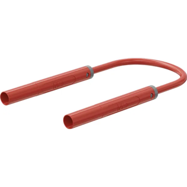 Safety measuring lead with (4 mm lamella plug, straight) to (4 mm lamella plug, straight), 2 m, red, PVC, 2.5 mm², CAT II, 66.1056-20022 image 1