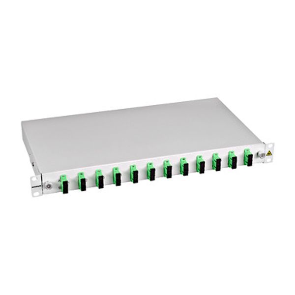 FO Splicebox, 12 Fibers, SC/APC, 9/125æm OS2, 19",1U,Class C image 1