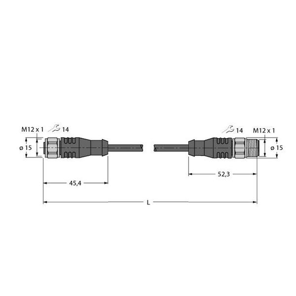 Actuator and Sensor Cable, PUR Extension Cable   RKSV4.5T-40-RSSV4.5T/TXL image 1