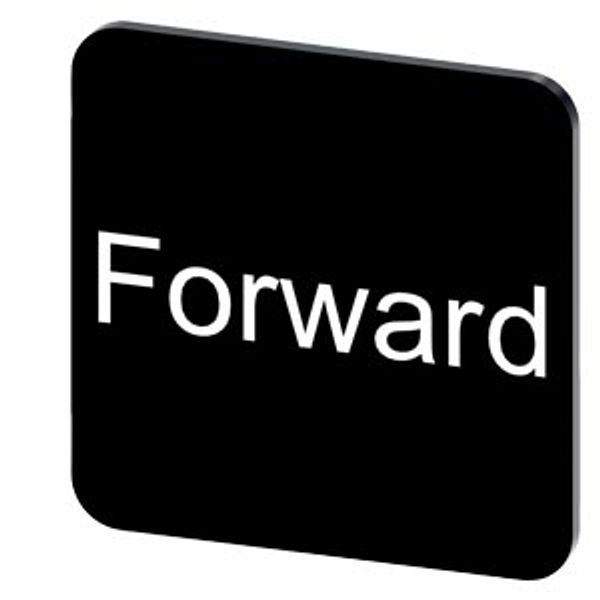 Labeling plate 22 x 22 mm, label black, labeling: Forward image 1