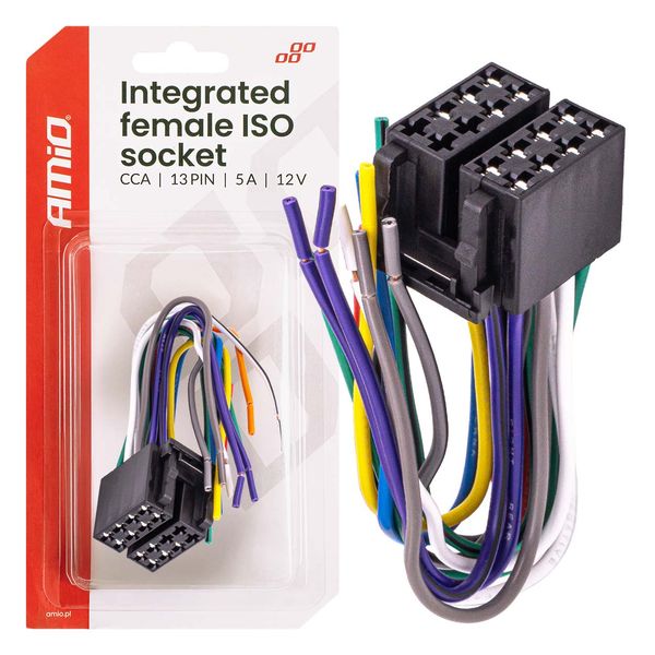 Integrated female ISO socket ISO CCA 13PIN 5A 12V AMIO-04441 image 1