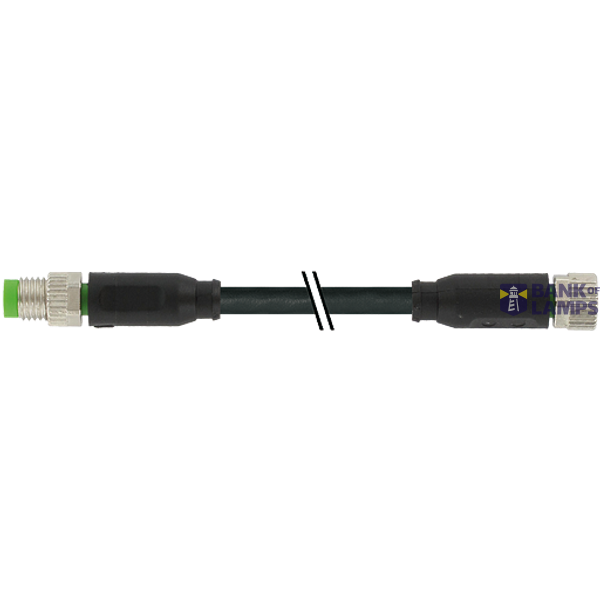 M8 male 0° / M8 female 0° A-cod. shielded PUR 4x0.34 shielded  bk UL/  image 1