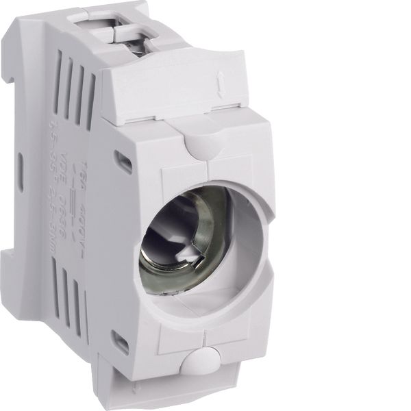 Plastic fuse base D01 E14 16A 1pole DIN rail box clamp cover image 1
