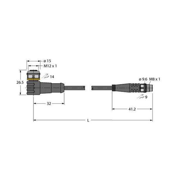 Actuator and Sensor Cable, PUR Extension Cable   WKC4T-P7X2-3-PSG3M/TXL image 1