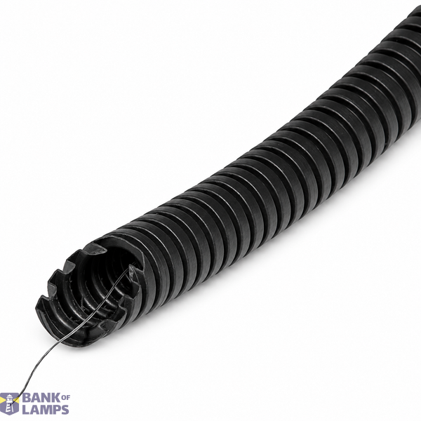 Pliable Corrugated Conduit with Pulling Wire HF UV-resistant 25mm 750N 50m Black image 1