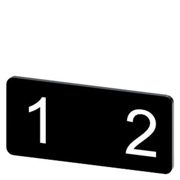 Labeling plate 12.5x27 mm, black label, icon: 1 2 image 1