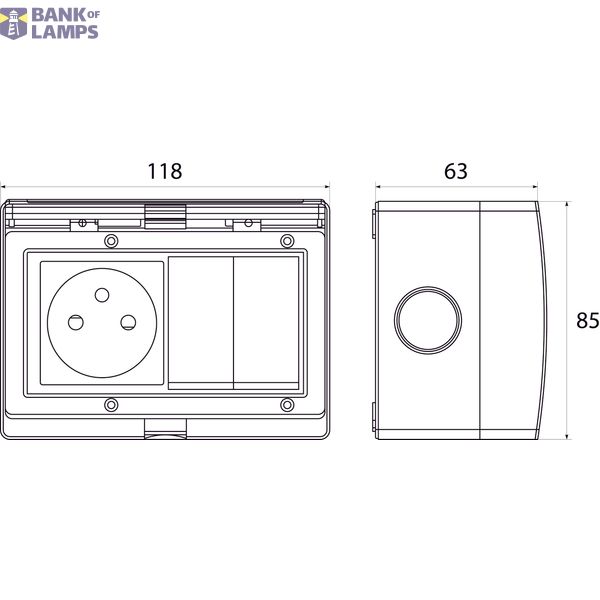 Single socket + double surface-mounted switch GPW2N IP55 "AQUA55" image 2