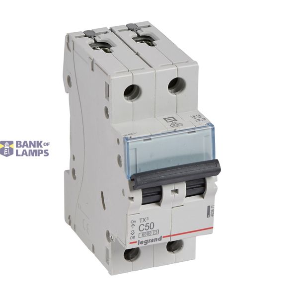 MCB TX³ 6000 - 2P - 230/400 V~ - 50 A - C curve - prong-type supply busbars image 2