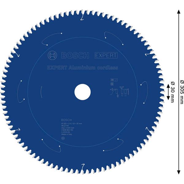 Expert for Aluminium Circular Saw Blade for Cordless Saws 305x2.4/1.8x30 T96 image 1