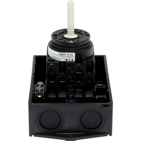 T0-3-15683/I1/SVB-SW Main switch, T0, 20 A, surface mounting, 3 contact unit(s), 3 pole, 2 N/O, 1 N/C, STOP function, With black rotary handle and locking ring, Lockable i image 5