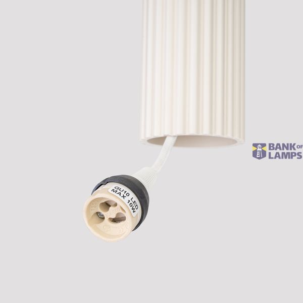 HANGING LAMP THREE CYLINDRICAL BEIGE LAMPSHADES WITH ELEGANT CARBON GROOVING ON GU10 image 8