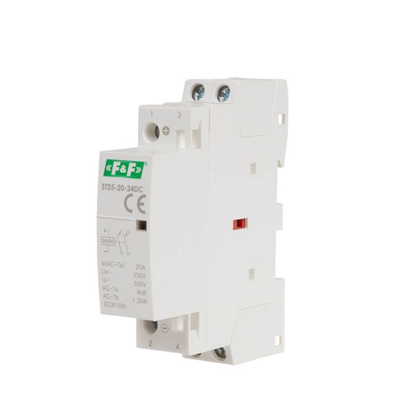 Modular contactor, rail mounting, 2xNO contacts, 25A, 24V DC image 1