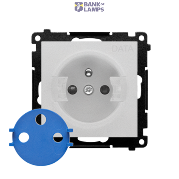 DATA single socket outlet with socket access element, module, 16A, quick connection, matt aluminum image 1
