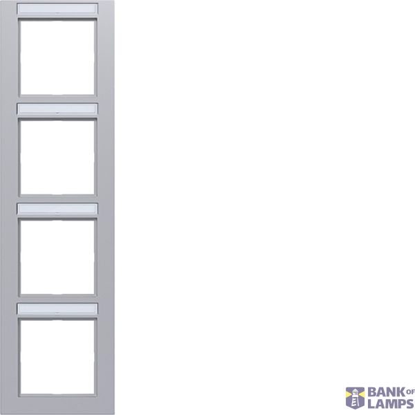 Cover frame 4-way vertical, text field, A.1, titanium image 1