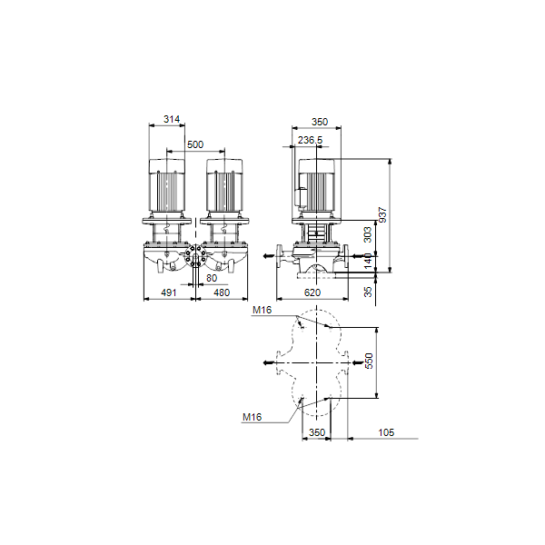 In-line circulator pump TPD 80-340/4 A-F-A-BQQE 11.0 kW 400D 50Hz IE3 image 2