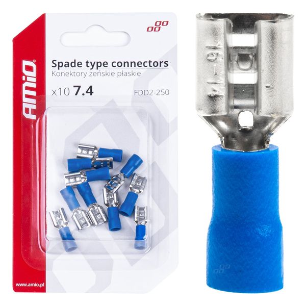 Spade type connectors 7.4mm 1.5-2.5mm2 15A 10 pcs image 1