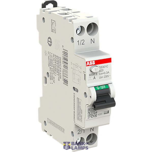 Residual current circuit breaker 1P+N, B Char, 20A, 300ma, 6ka image 1