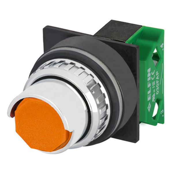 Push-button with half guard, orange, N.O. image 1