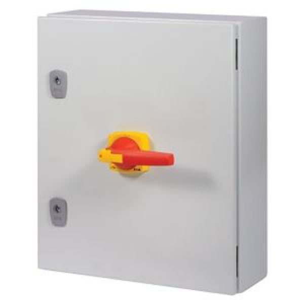 DMV-250/3/SE5/P-R Switch-disconnector, DMV, 250 A, 3 pole, Emergency switching off function, With red rotary handle and yellow locking ring, in steel enclosure, 9 mm co image 4