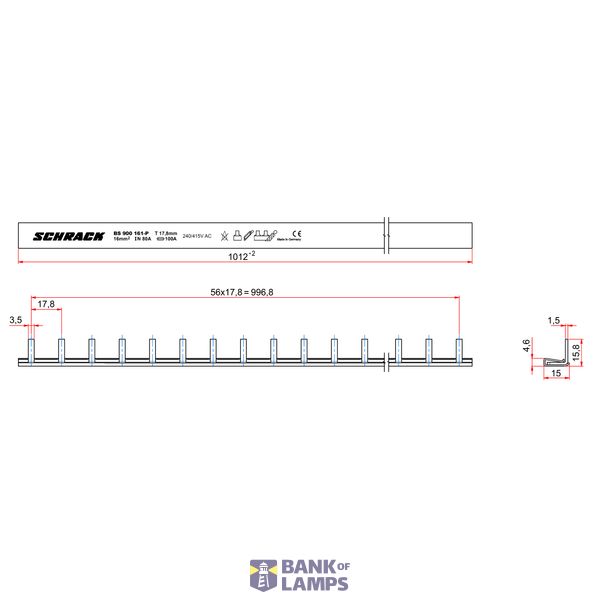 Busbar 1 Phase 16mmý 1m P/N image 3