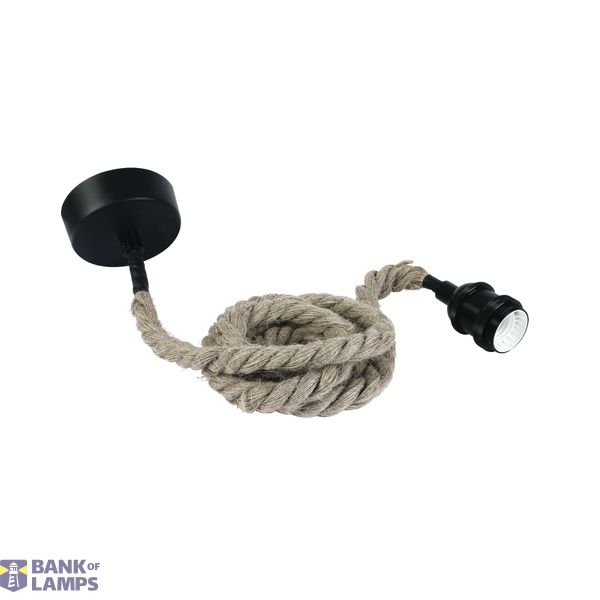 BLACK E27 THICK ROPE WIRE 2m SUSPENSION image 1