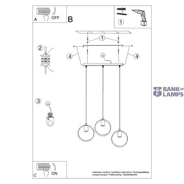 TITRAN 3 HANGING LAMP WHITE E27 3X60 IP20 image 5