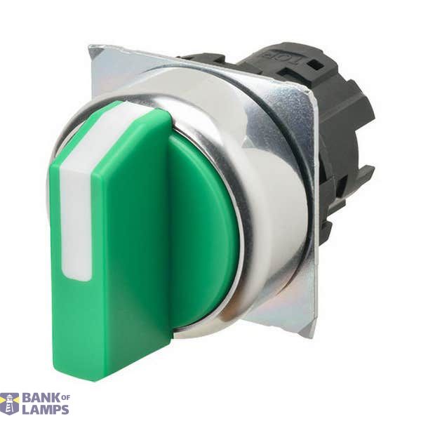Selector A22NZ 22 dia., 3 position, NON-Lighted, bezel metal, manual, color green A2270566H image 1