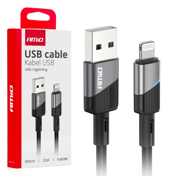USB to Lightning 3A 100cm FullLINK AMIO-03925 image 1