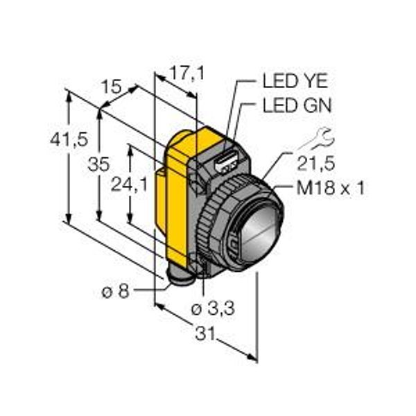 Photoelectric Sensor Retroreflective Sensor with Polarizing Filter   QS18VP6LPQ7 image 1