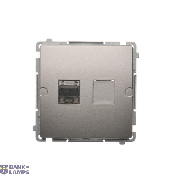 Single shielded computer socket RJ45 category 6 with anti-dust cover, (module), satin, metallized image 1