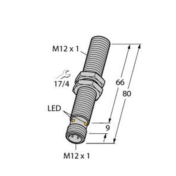 Inductive Sensor With Extended Switching Distance   BI4U-M12-VP6X-H1141 L80 image 1