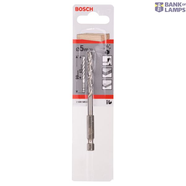 Brad point drill bit, 1/4" hex shank 5 x 52 x 99 mm image 2