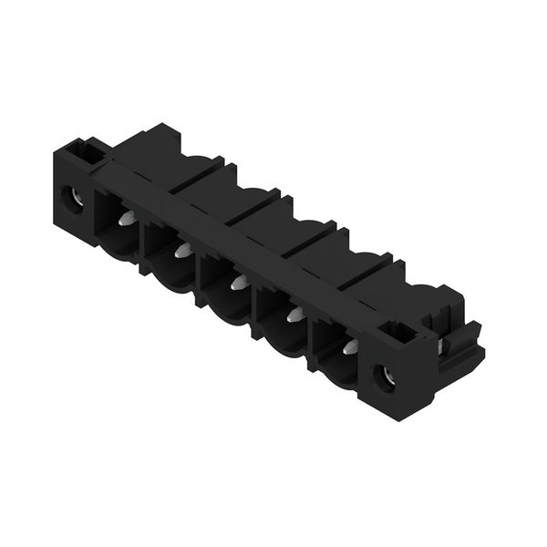 PCB plug-in connector, male header, Solder flange, THT solder connection, 7.62 mm, Number of poles: 5, 90°, Solder pin length (l): 3.2 mm, tinned, black, Box image 4