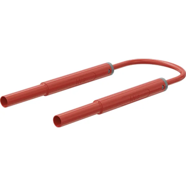 Safety measuring lead with (4 mm lamella plug, straight) to (4 mm lamella plug, straight), 1.5 m, red, TPE, 0.5 mm², CAT IV, 66.8010-15022 image 1